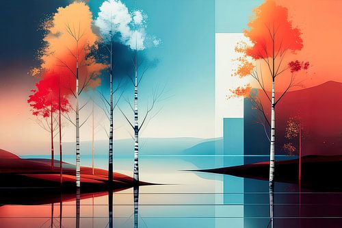 Bomen aan de kust abstract-04