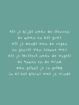 Klein geluk | gedicht in simpele kalligrafie van Romy Smit