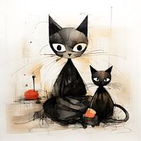 Two kittens playing with a ball of wool