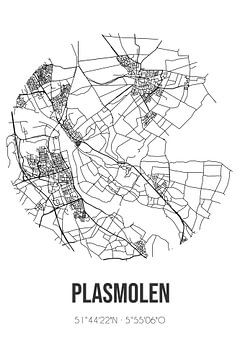 Plasmolen (Limburg) | Landkaart | Zwart-wit van MijnStadsPoster