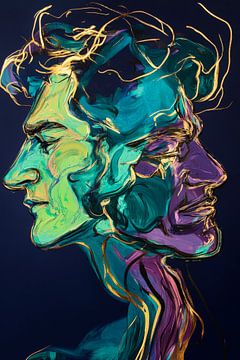 Facial dialogue in bright colours by Poster Art Shop