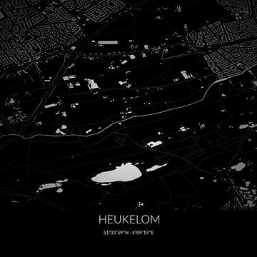 Schwarz-weiße Karte von Heukelom, Nordbrabant. von Rezona