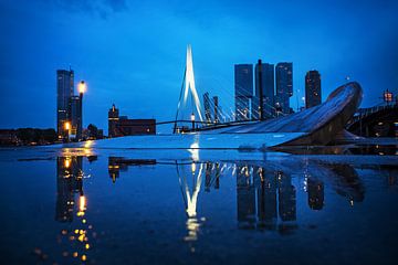 Erasmusbrug van Rotterdam in de avond van Chi