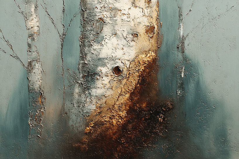 Golden Wound in the Birch Forest | Where Light Breaks Through the Bark by Karina Brouwer