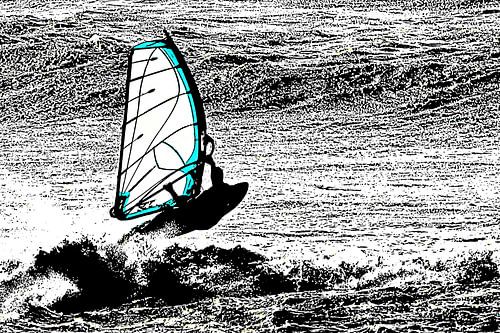 ein Windsurfer mixed media