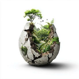 Grüne Natur in einer zerbrochenen Vase von TheXclusive Art