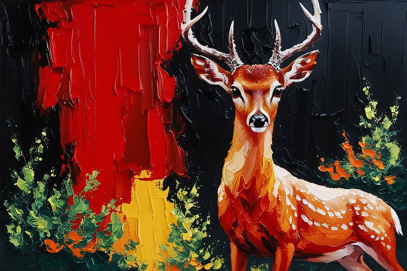 Modern deer painting with colour by Imperial Art House