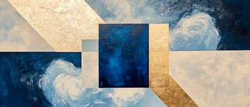 Harmony of blue and gold - Abstract composition by Poster Art Shop