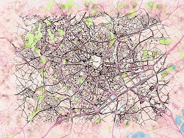 Kaart van Montpellier in de stijl 'Soothing Spring' van Maporia