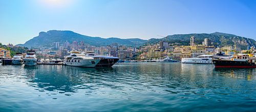 Superjachten in de haven van Monaco tijdens de zomer
