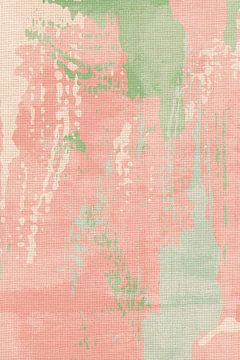 Scandinavische kleurrijke abstracte kunst in roze, groen, wit van Abstract Minimalist Art