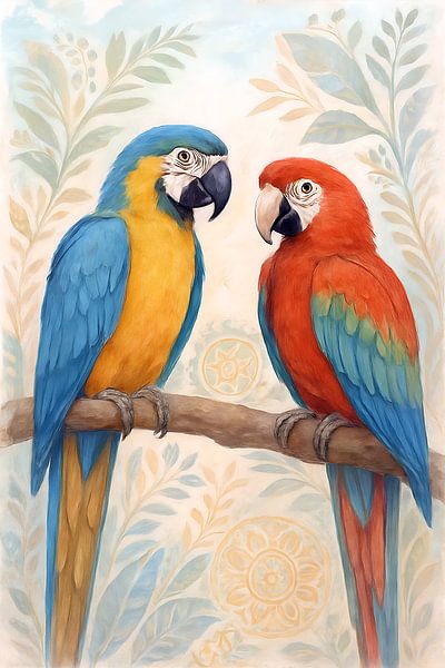 Peinture d'un perroquet ara. par Johannes