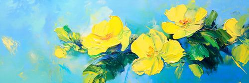 Gele bloemen in de blauwe lucht