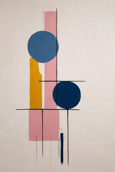 Geometrische abstractie met contrasterende kleuren van Art & Soul Creations