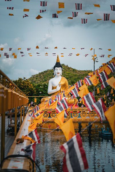 Buddha with Thai flags by Joanne Boerema