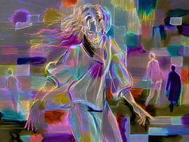 Woman in a vibrant anamorphic glitch aesthetic by A.D. Digital ART