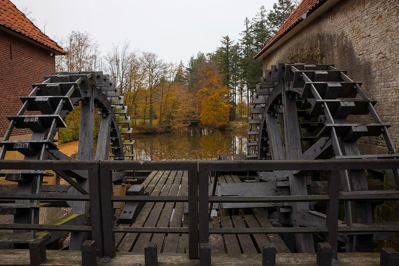 Working Cogwheel driven watermill at Singraven castle in Dinkelland, Netherlands by ChrisWillemsen
