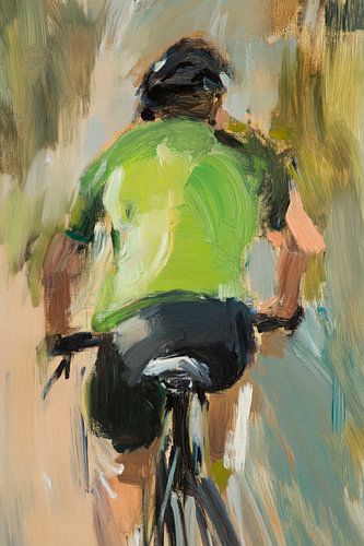 Fietser in groene trui sessie