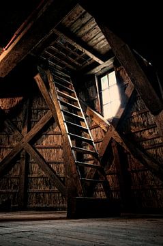 Wooden staircase upstairs 