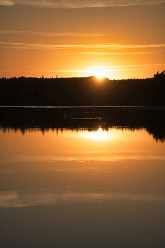 Zonsondergang bij het meer in Zweden