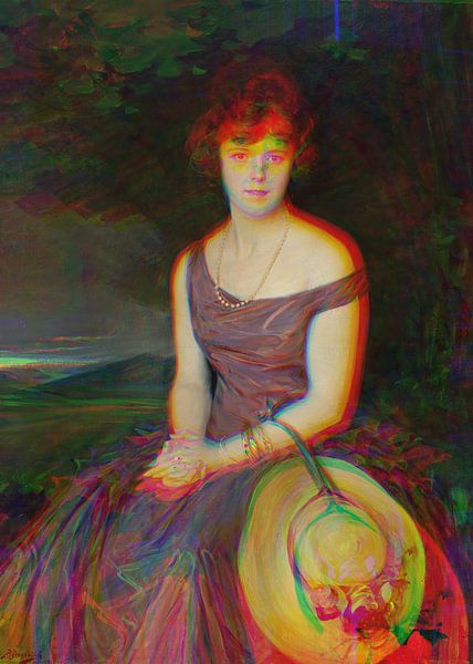 Portrait of Lady with Straw Hat van David Potter