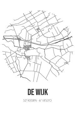 de Wijk (Drenthe) | Carte | Noir et Blanc sur Rezona