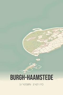 Vintage map of Burgh-Haamstede (Zeeland) by Rezona
