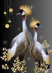 Cranes with golden crest
