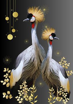 Cranes with golden crest by Postergirls