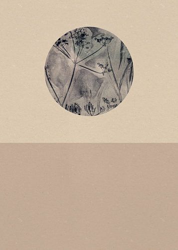 Zen wabi-sabi abstracte botanische kunst in Japandi stijl nr. 6