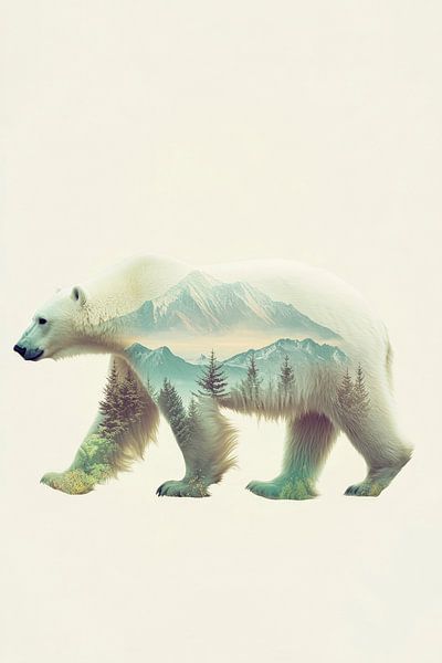 Bear with landscape by Poster Art Shop