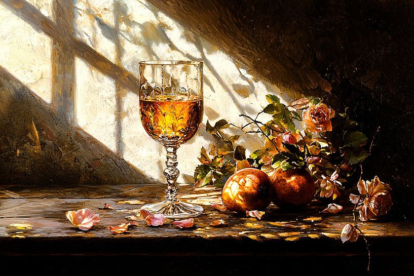 Elegantes Glas mit Blumen und Früchten von Art & Soul Creations