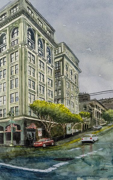 San Francisco Powell Street - Peinture aquarelle par WatercolorWall