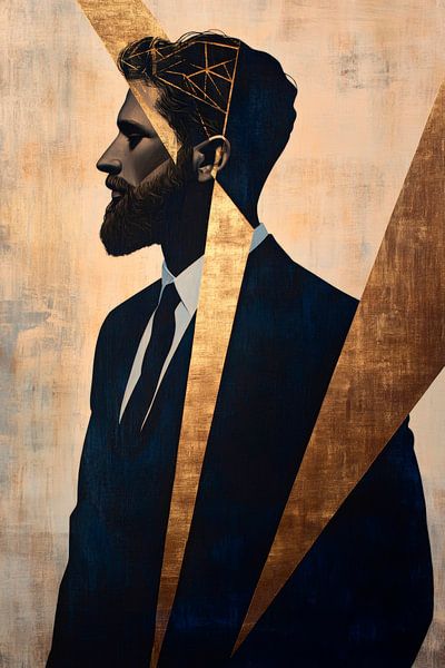 Mann im Anzug mit geometrischen Akzenten von Poster Art Shop
