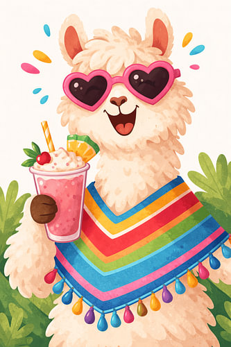 Zonnige Lama met Smoothie