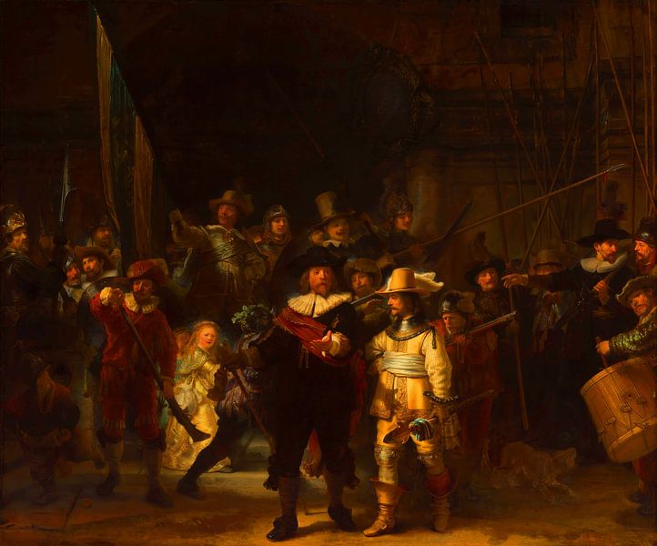 Rembrandt van Rijns Nachtwache in Rot von Moonheart Artworks