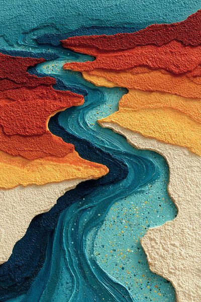 malerisch abstrakt bunt Landschaft Fluss von Egon Zitter