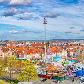 Erfurt Cathedral and Old Town Spring – A panorama blending history and city life by Mixed media vector arts