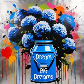 Street Art - Fleur bleue - Flower - Dream big Dreams sur Team W 32 Gallery