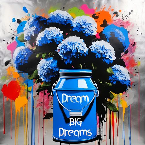 Street Art - Blue Blossom - Flower - Dream big Dreams