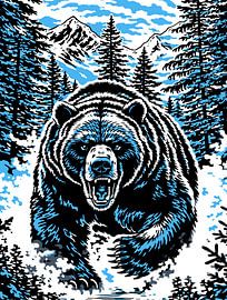 Brüllender Bergbär Pop Grafik Aufladung von Ramy Salah Hefny