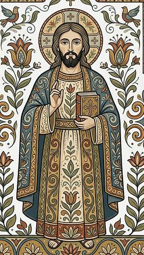 Christus, der Lehrer: kunstvolle orthodoxe byzantinische Ikone