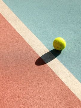 Tennis ball on pastel court by Franka Poulain