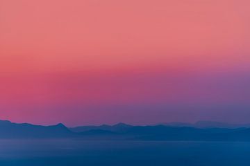 Sunset over calm sea water horizon with gradient sky landscape by Jelena Jovanovic Fine Art