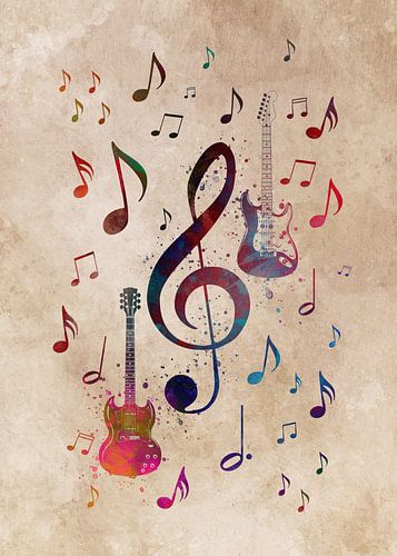 Vioolsleutel en gitaren muziekkunst #muziek