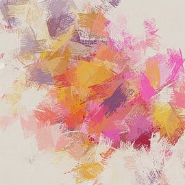 Expressieve abstracte schilderkunst, levendige pastelkleurige penseelstreken van Dina Dankers