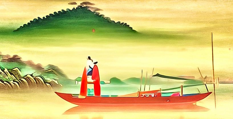 Vissersboot in Vietnam van zam art