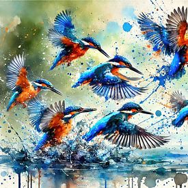 Eisvögel im Flug von Chromatic Fusion Studio