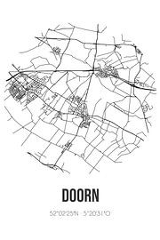 Doorn (Utrecht) | Landkaart | Zwart-wit van Stad & Wand