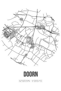 Doorn (Utrecht) | Karte | Schwarz und weiß von Rezona